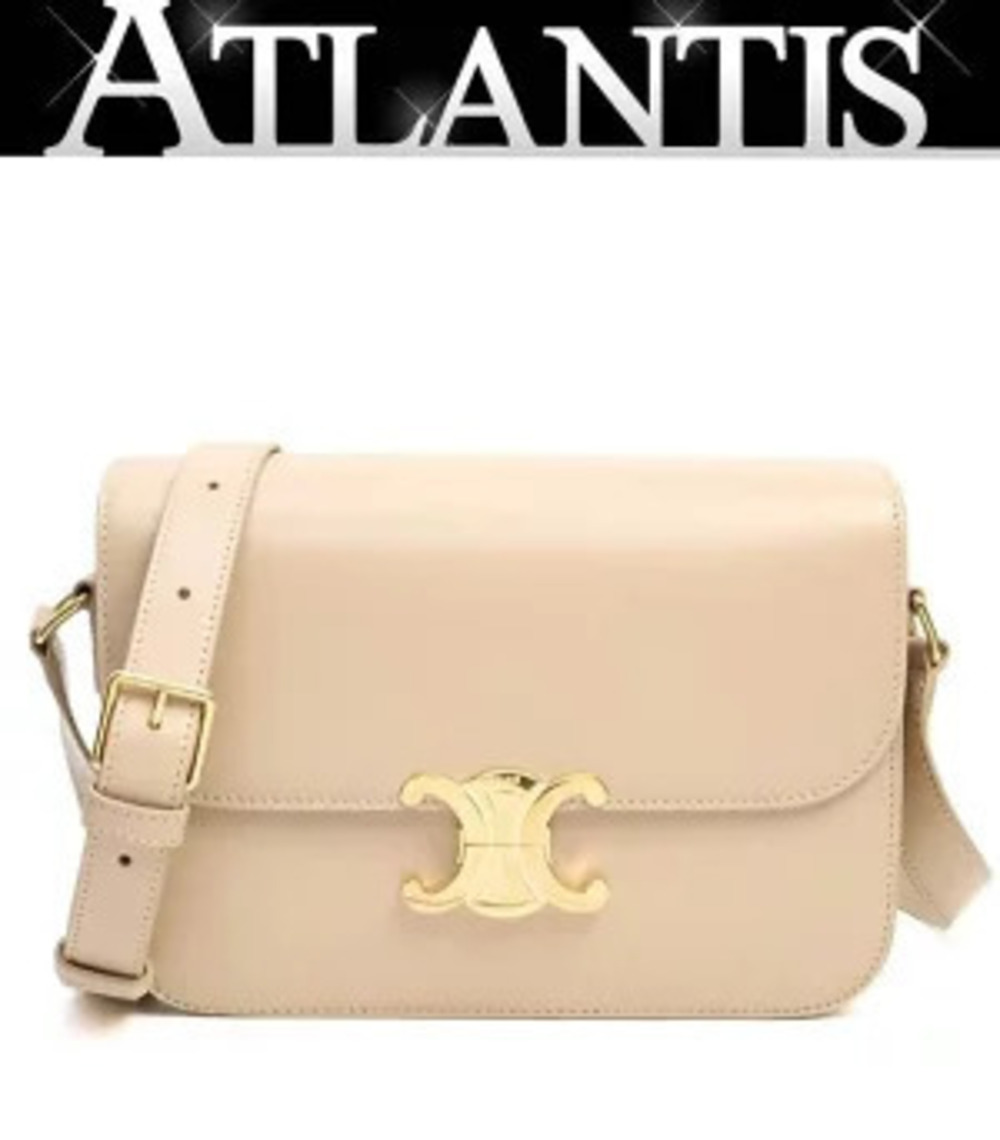 Celine Triomphe Shoulder Bag Shiny Calfskin Nude